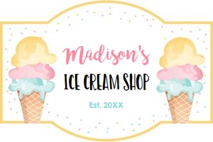 Birthday Sign Ice Cream Shop Girl Yellow Pink Mint 0243 design preview