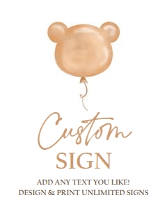 Custom Editable Sign Bear Balloon 0439 design preview