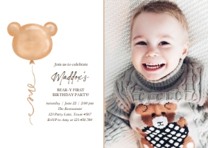One Invitation Bear Balloon 0439 - Photo design preview