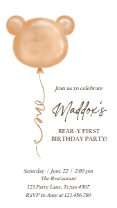 One Invitation Bear Balloon 0439 Phone design preview