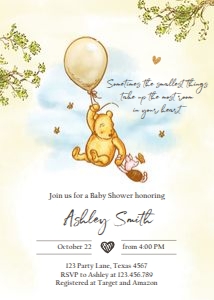 Invitation Baby Shower Winnie The Pooh Neutral 0425 design preview