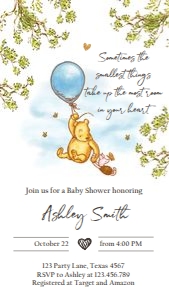 Invitation Baby Shower Winnie The Pooh Boy V2 0425 Phone design preview