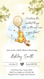Invitation Baby Shower Winnie The Pooh Neutral 0425 Phone design preview