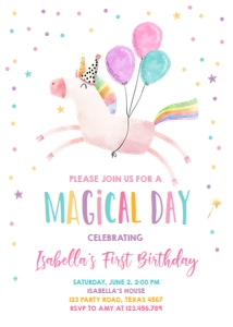 Birthday Invitation Unicorn Magical Day 0336 design preview