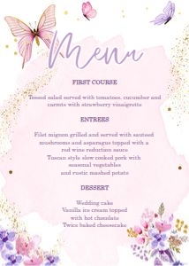 Menu Card Butterfly 0437 design preview