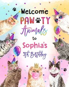 Welcome Sign Pawty Animals Cats 0460 design preview