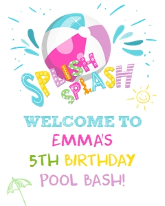 Welcome Sign Pool Party Girl White 0169 design preview