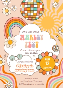 Invitation Birthday Fest Sun Retro 0459 design preview