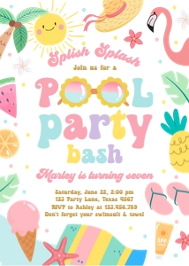 Invitation Splish Splash Pool Party 0465 design preview
