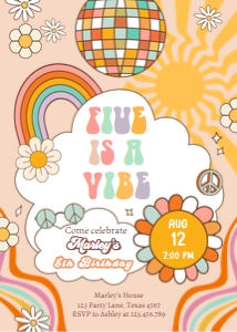Invitation Birthday Five is a Vibe Sun Retro 0459 design preview