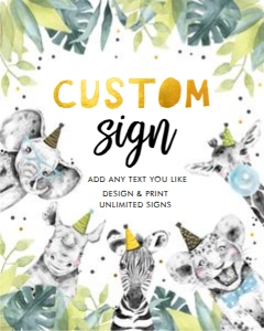 Custom Sign Party Animals Gold Boy Vertical 0322 design preview