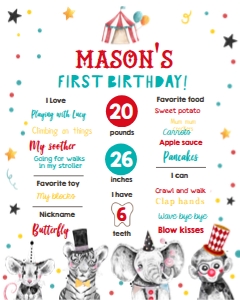Birthday Milestone Sign Circus 0355 design preview