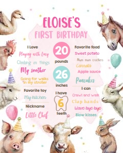 Birthday Milestone Sign Farm Pink 0448 design preview