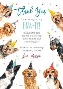 Thank You Card Pawty Dogs Vertical Boy 0384 design preview
