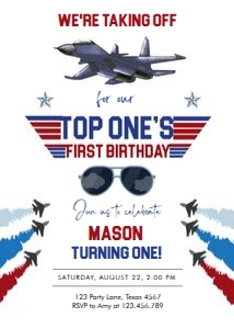 Birthday Invitation Fighter Pilot Top One 0469 design preview