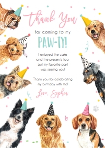 Thank You Card Pawty Dogs Vertical Girl 0384 design preview