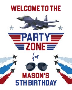 Welcome Sign Fighter Pilot Party Zone 0469 design preview