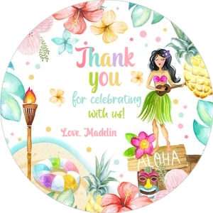 Tag Hawaiian Luau Beach Pastel Thank You 0413 design preview