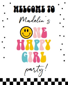 Welcome Sign One Happy Girl Smiley 0456 design preview