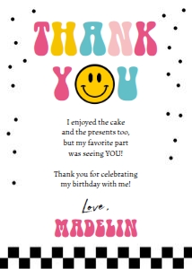 Thank You Card Smiley Girl 0456 design preview