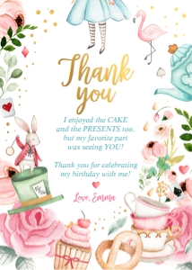 Thank You Card Alice In Onederland White 0350 design preview