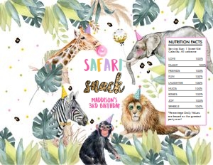 Chip Bag Safari Animals Safari Snacks Pink 0417 design preview