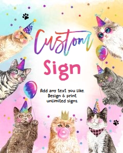Custom Editable Sign Pawty Animals Kitten 8x10 0460 design preview