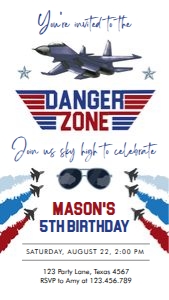 Birthday Invitation Fighter Pilot Danger Zone 0469 Phone design preview