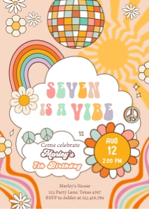 Invitation Birthday Seven is a Vibe Sun Retro 0459 design preview