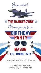 Birthday Invitation Fighter Pilot Birthday Party 0469 Phone design preview