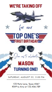Birthday Invitation Fighter Pilot Top One 0469 Phone design preview