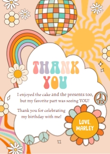 Thank You Card Retro Sun Smiley 0459 design preview