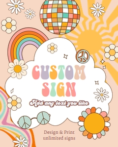 Custom Editable Sign Retro Sun 0459 design preview