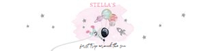 Water Bottle Labels Space Planets Balloons Pink First Trip 0366 design preview