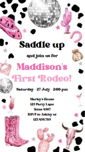 Birthday Invitation First Rodeo Pink Phone 0455 design preview