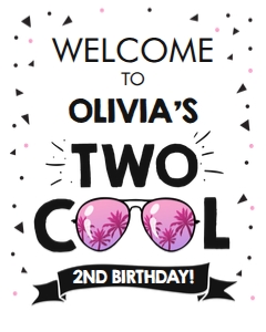 Welcome Sign Two Cool Palm Trees Girl White 0136 design preview