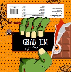 Candy Bar Wrapper Halloween Zombie Hands Orange Green 0261 design preview