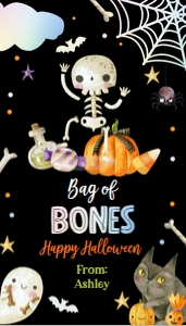 Favor Tag Bag of Bones Black Corjl 0261 design preview
