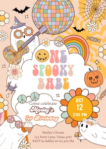 Invitation Birthday Halloween One Spooky Babe 0471 design preview