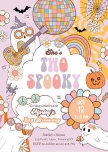 Invitation Halloween Two Spooky 0471 Pink design preview