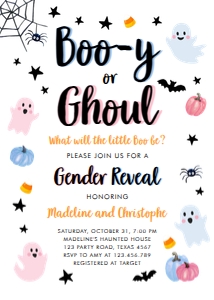 Gender Reveal Invitation Halloween Little Boo Ghost 0418 design preview