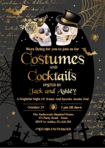 Invitation Adult Halloween Skulls Costumes and Cocktails 0472 design preview