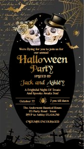 Invitation Adult Halloween Skulls Halloween Party 0472 Phone design preview