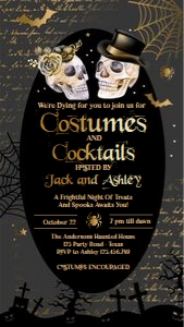 Invitation Adult Halloween Skulls Costumes and Cocktails 0472 Phone design preview