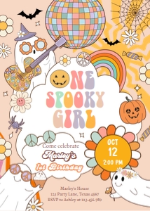 Invitation Birthday Halloween One Spooky Girl 0471 design preview