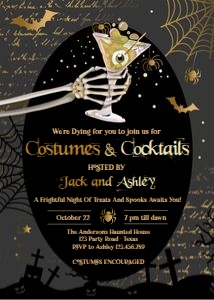 Invitation Adult Halloween Cocktail Costumes and Cocktails 0472 design preview