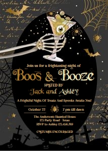 Invitation Adult Halloween Cocktail Boos & Booze 0472 design preview