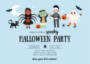 Invitation Halloween Costume Kids Blue 0473 design preview