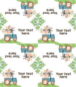 Food Labels Farm Tractor Blue 0155 design preview
