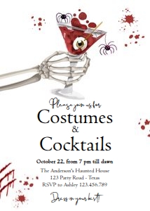 Invitation Halloween Cocktail Red Costumes and Cocktails 0472 design preview